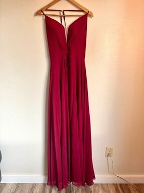 NWT Rene Ruiz Deep Wine Red Spaghetti-Strap Maxi Dress